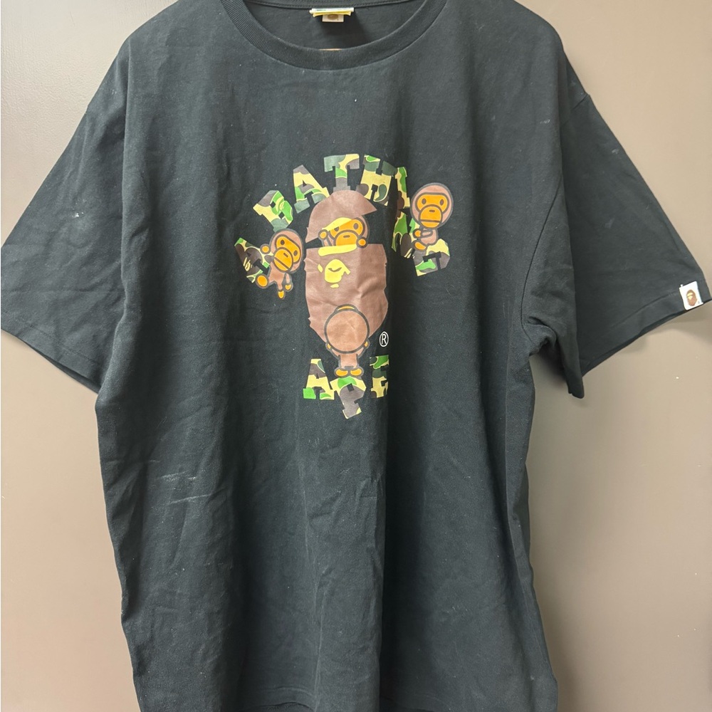 Bape Black and Green Short Sleeve Tee Graphic Design